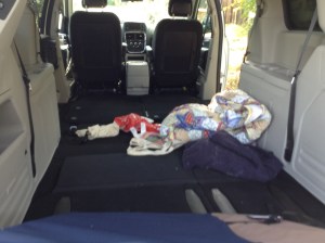 Van with seats down