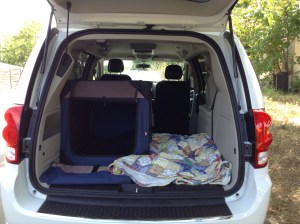 Van - packed with dog crate
